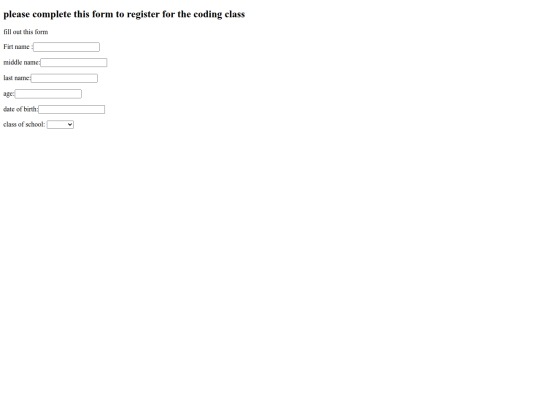 codingclassform screenshot