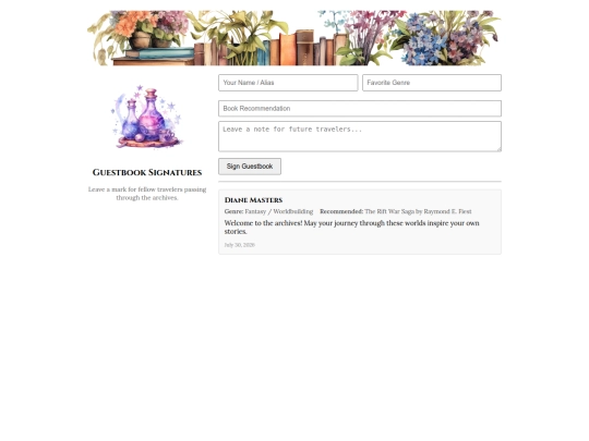 guestbook screenshot
