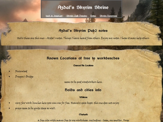 skyrim/SkyrimNotes screenshot
