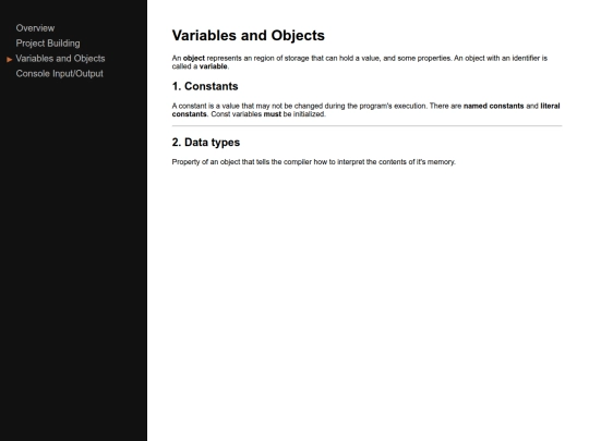 docs/cpp/variables_and_objects screenshot