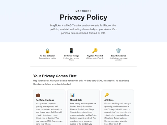 MagTicker/privacy screenshot