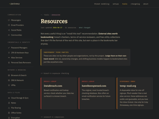 tools/resources screenshot