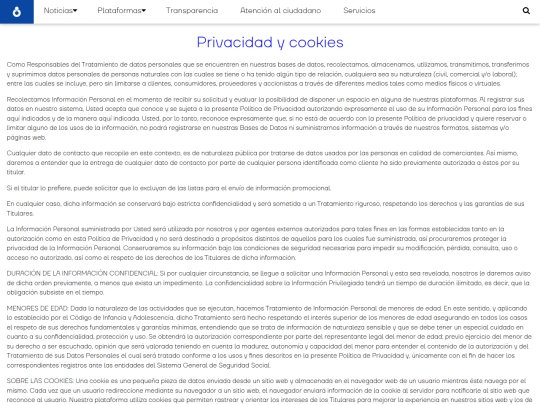 sistemasenal/privacidad-cookies screenshot
