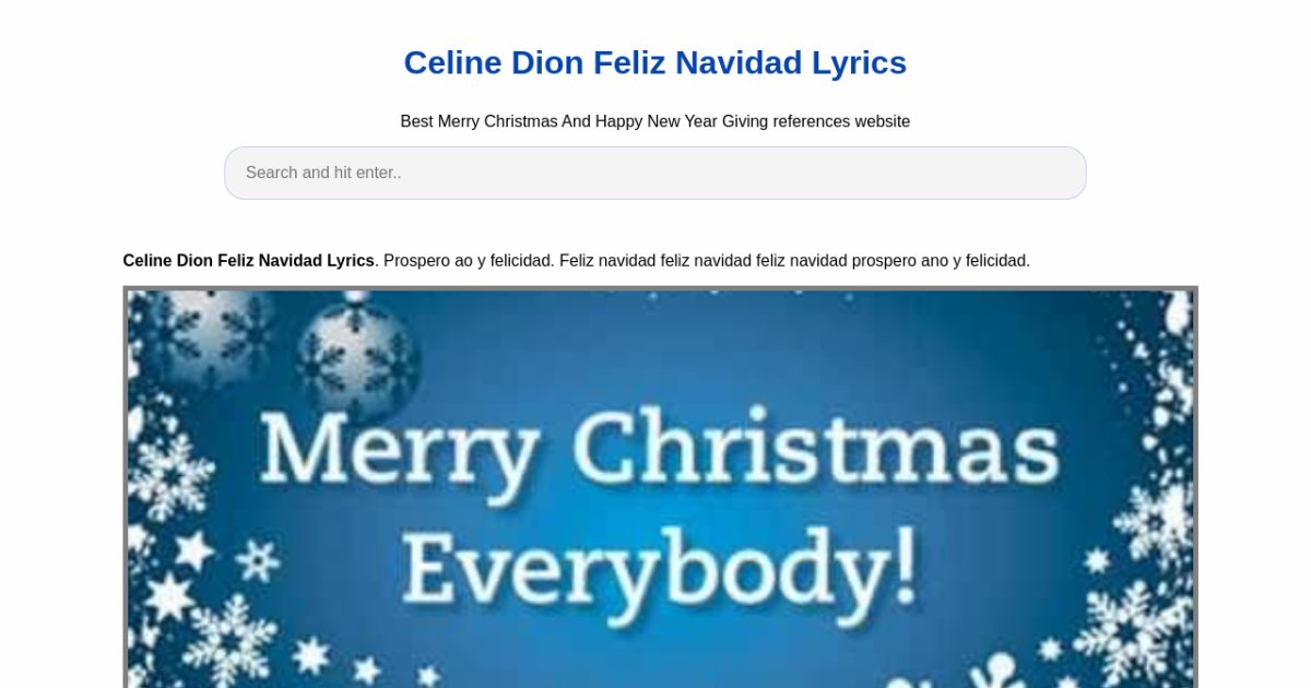 Celine Dion Feliz Navidad Lyrics