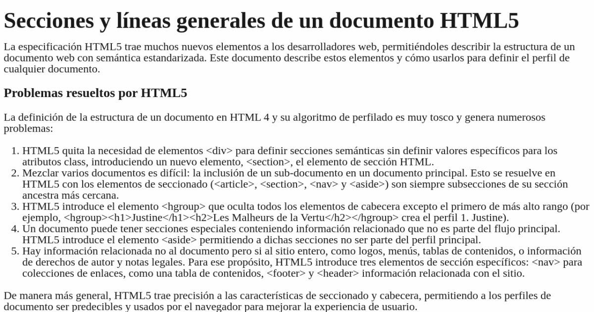 Secciones Y L Neas Generales De Un Documento Html