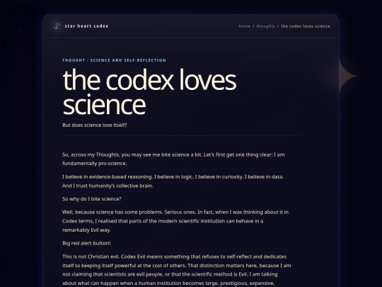 thoughts/codex_loves_science screenshot
