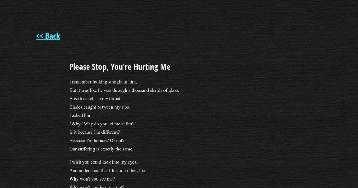 Please Stop, You're Hurting Me