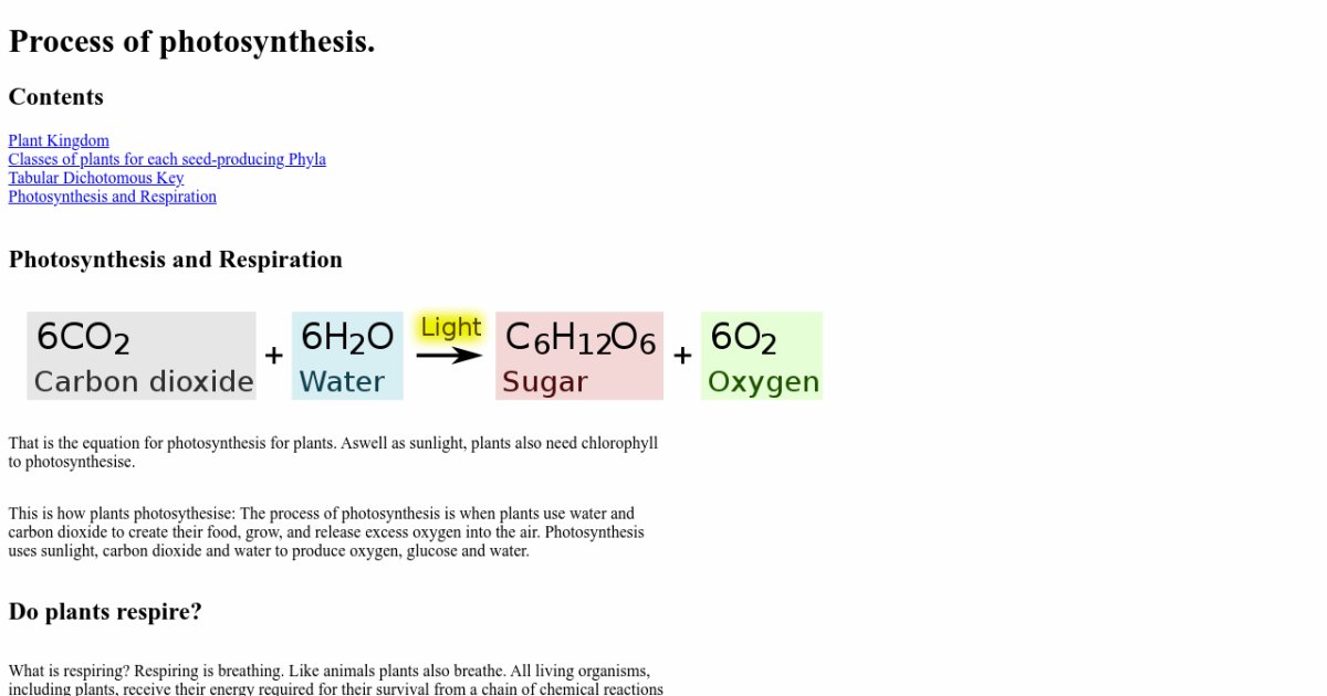 Plant Kingdom Photosynthesis