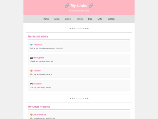 links screenshot