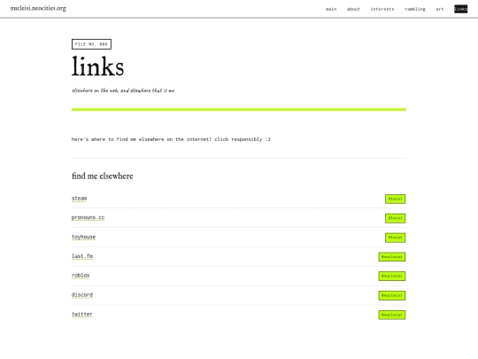 links screenshot