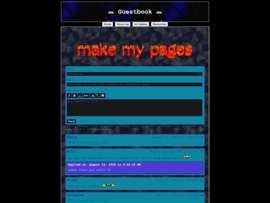 guestbook screenshot