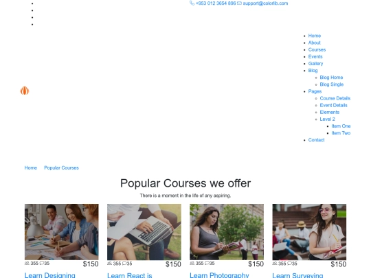 courses screenshot
