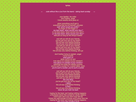 ryan/lyrics/cutewithoutthee-takingbacksunday screenshot