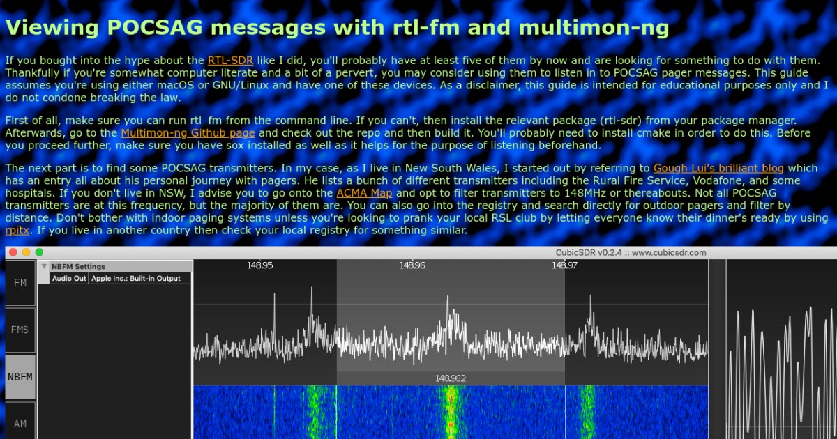 Decoding POCSAG With Rtl_fm And Multimon-ng