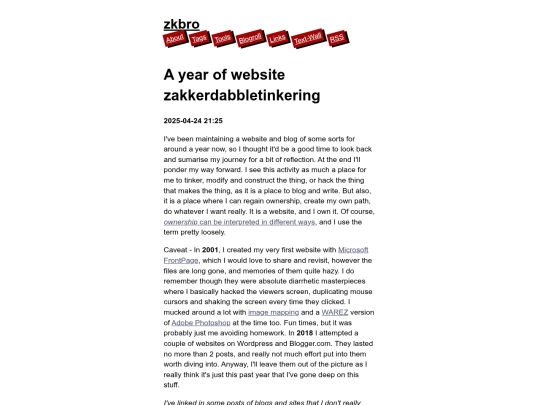 posts/a-year-of-website-zakkerdabbletinkering screenshot