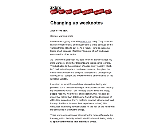 posts/changing-up-weeknotes screenshot