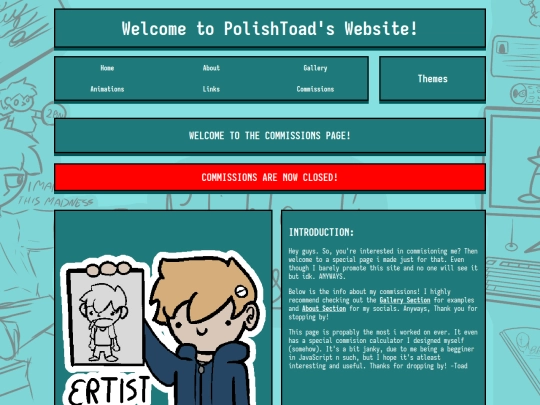 pages/commissions screenshot