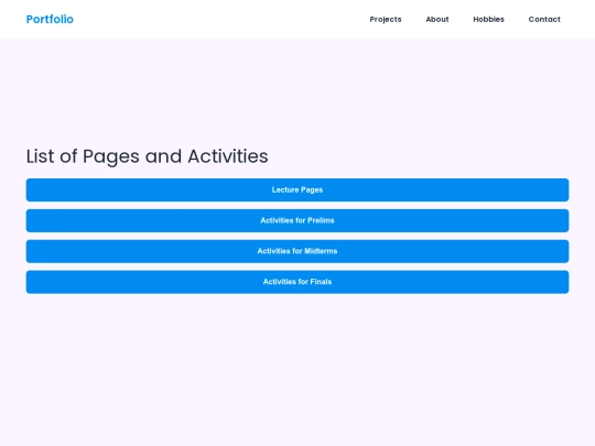 Portfolio (Quiz)/project screenshot