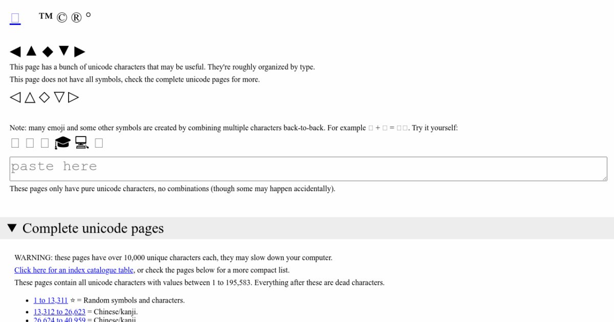 Unicode glyphs