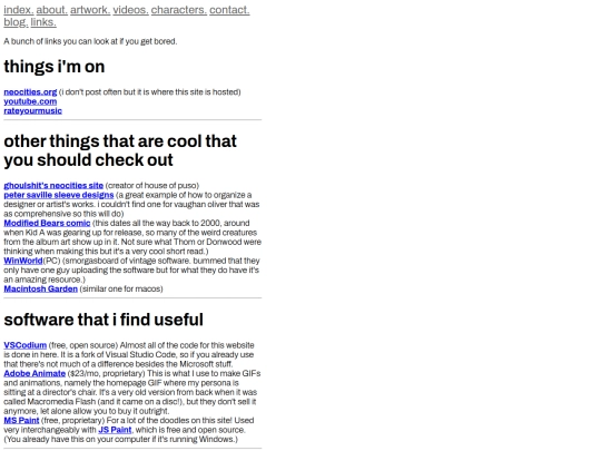 links screenshot