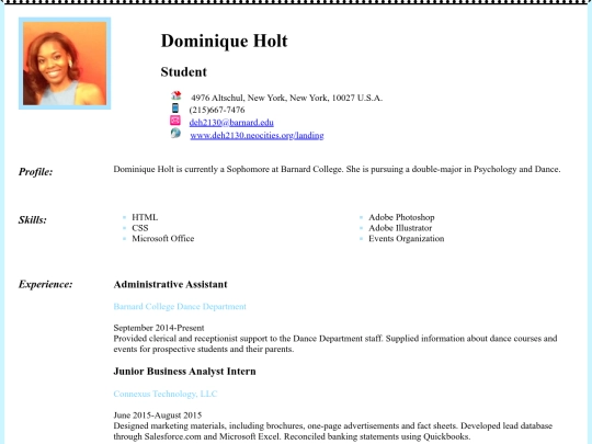 Resume screenshot