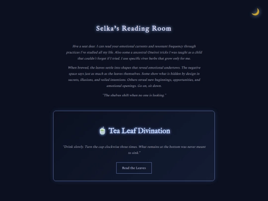 Web Pages/Selkas-tea-reading screenshot