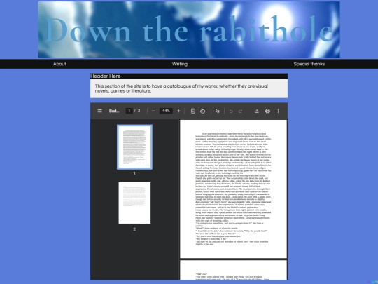 Writing screenshot