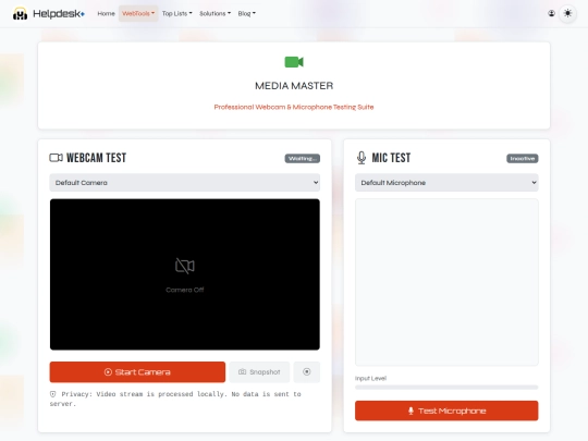 Testers/CAMERA-MIC-TESTER screenshot