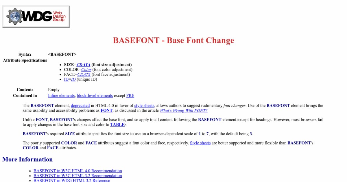 basefont element in html