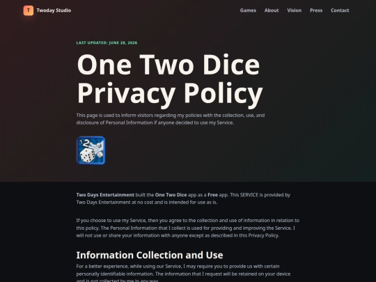 OneTwoDice_PrivacyPolicy screenshot