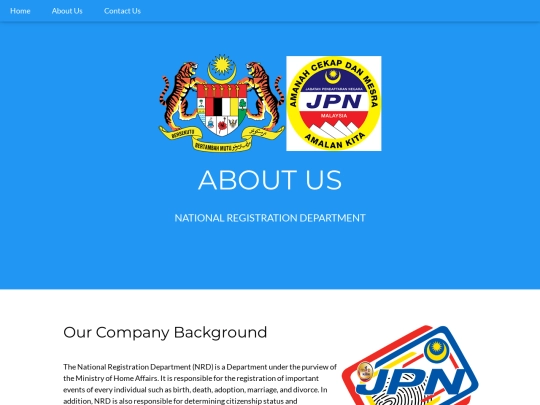 About Us Page screenshot