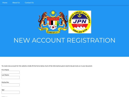 Create New Account screenshot