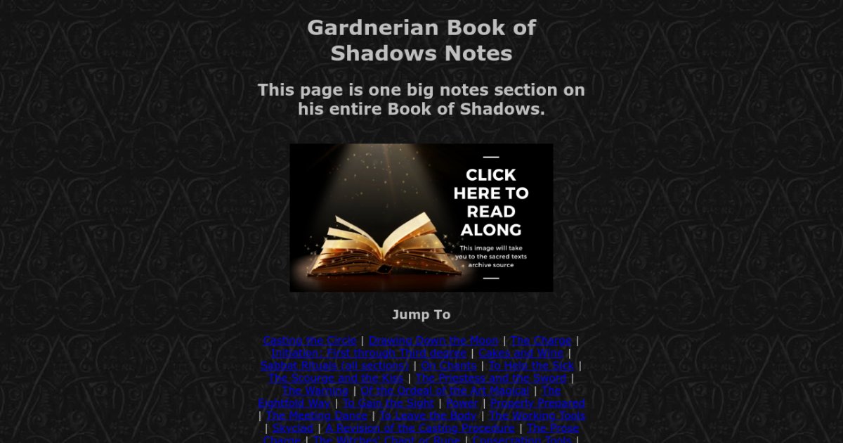 Gardnerian Book Of Shadows Notes