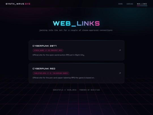 links screenshot