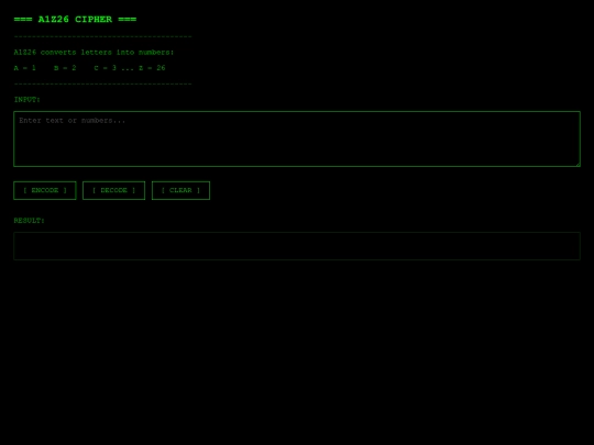 cipher/a1z26 screenshot