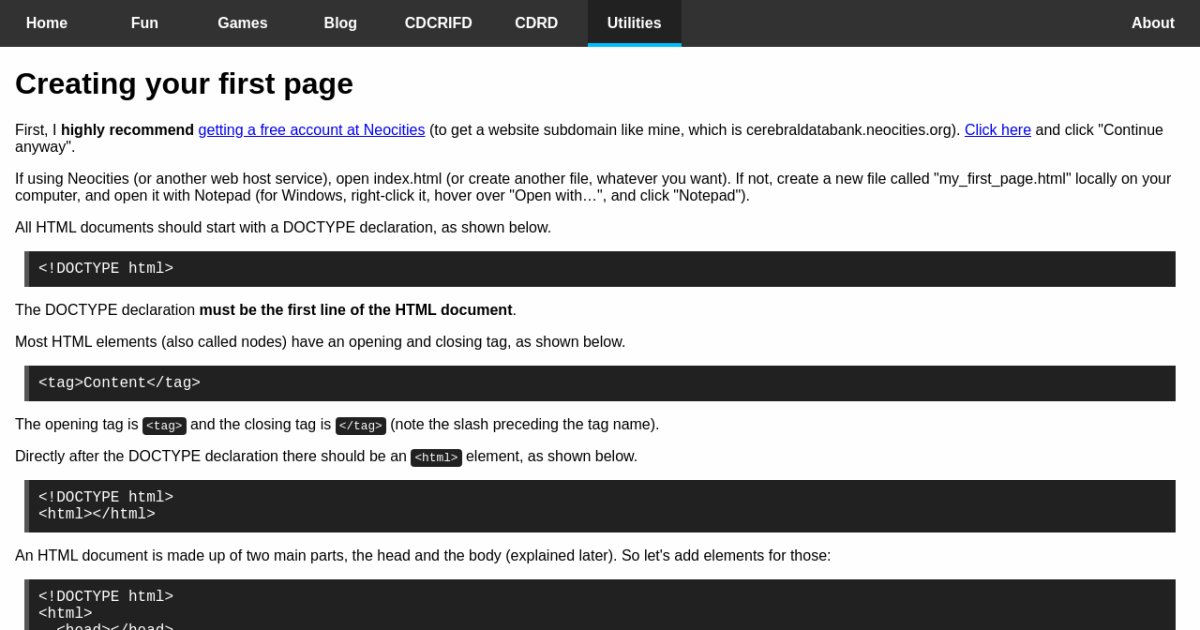 Creating Your First Page - Learn Web Programming - Utilities ...