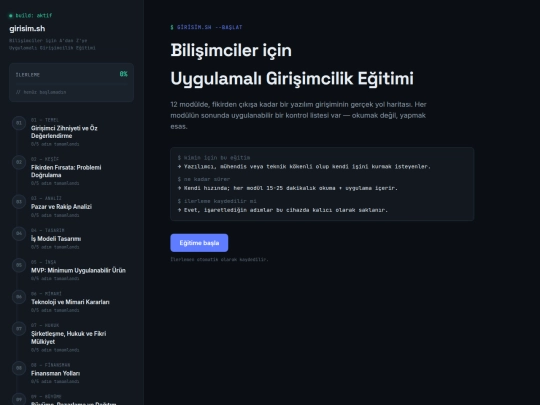 Bilişimciler için
Uygulamalı Girişimcilik Eğitimi