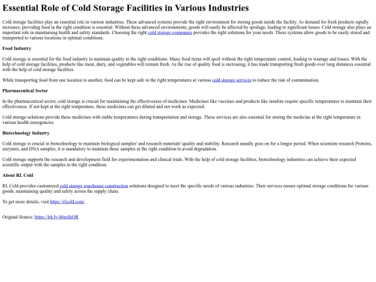 EssentialRoleofColdStorageFacilitiesinVariousIndustries screenshot