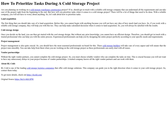 HowToPrioritizeTasksDuringAColdStorageProject screenshot