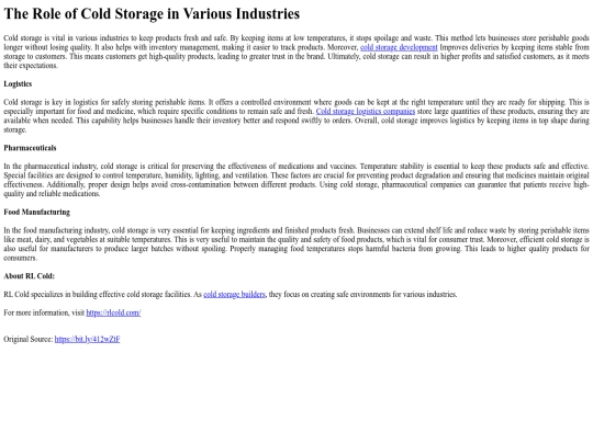 TheRoleofColdStorageinVariousIndustries screenshot