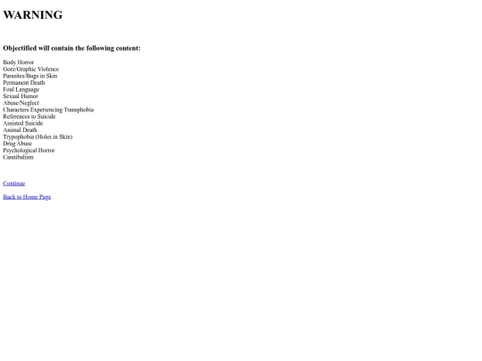 objectified/comic/warning screenshot