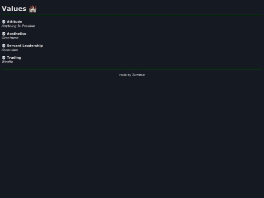 values screenshot