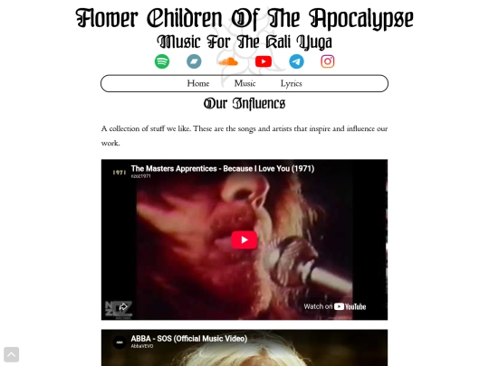 influences screenshot