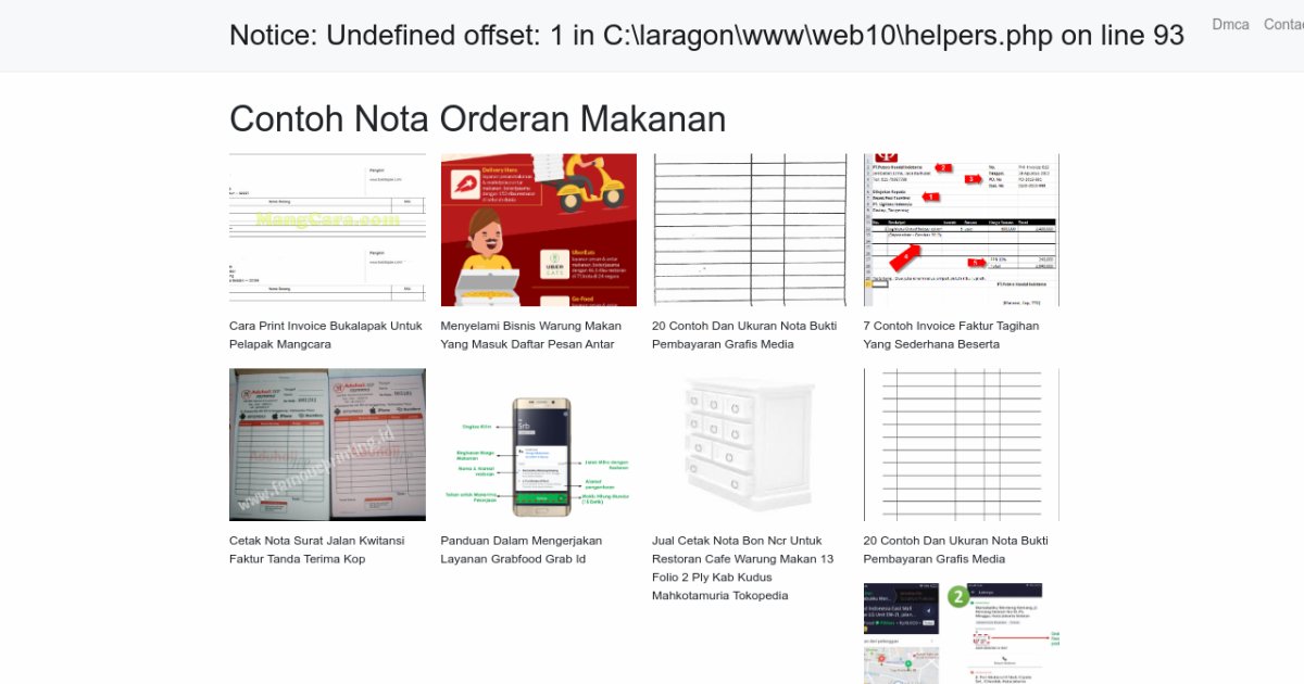 Contoh Nota Orderan Makanan