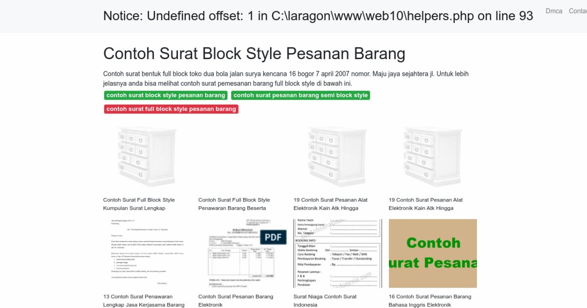 Contoh Surat Block Style Pesanan Barang