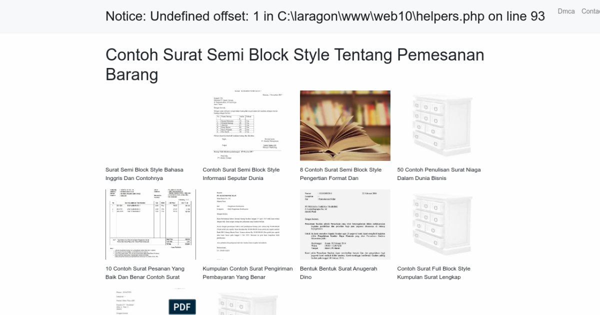 Contoh Surat Semi Block Style Tentang Pemesanan Barang