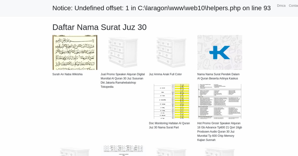 Daftar Nama Surat Juz 30