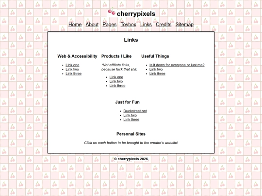 links screenshot