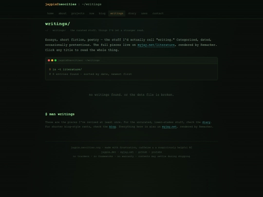 writings screenshot