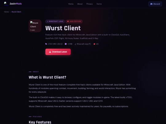 minecraft-java/clients/wurst-client screenshot